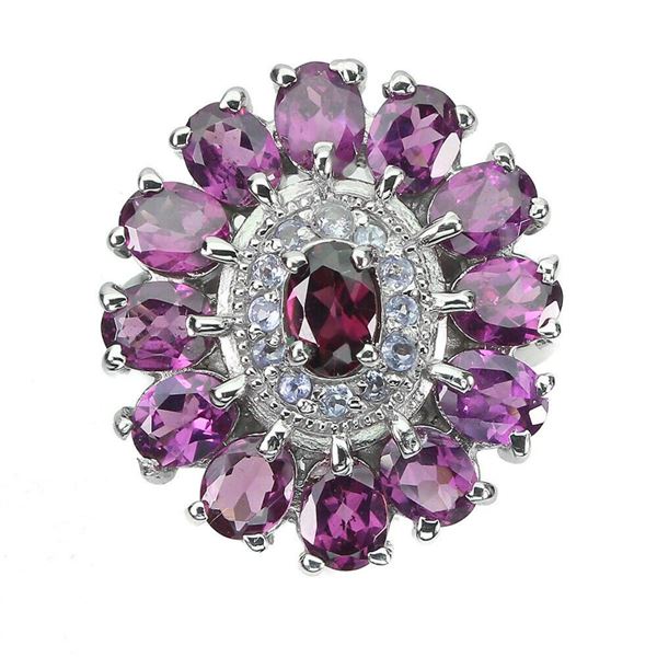 Natural Rhodolite Garnet Tanzanite Ring