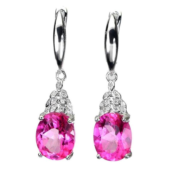 Natural  Pink Topaz  Earrings