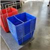 Image 1 : STACK OF 11 BLUE SHOPPING BASKETS IN HOLDER