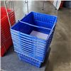 Image 3 : STACK OF 11 BLUE SHOPPING BASKETS IN HOLDER