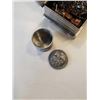 Image 4 : METAL FIRST NATIONS LIDDED JAR, JEWLERY BOX WITH CONTENTS, SUNGLASSES, WATCH