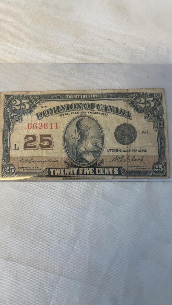 1923 CANADIAN 25 CENT NOTE