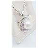 Image 2 : STERLING SILVER 9MM NATURAL FRESHWATER PEARL & CZ PENDANT WITH STERLING SILVER CHAIN, W/A $565.00