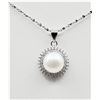 Image 3 : STERLING SILVER 9MM NATURAL FRESHWATER PEARL & CZ PENDANT WITH STERLING SILVER CHAIN, W/A $565.00
