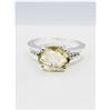 Image 2 : STERLING SILVER 9.9MM X 7.6MM NATURAL LEMON QUARTZ (2.09CTS) & CZ RING, W/A $640.00, SIZE 7