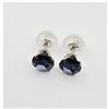 Image 3 : 14KT. WHITE GOLD 5MM NATURAL IOLITE EARRINGS, 0.94CTS, W/A $320.00