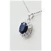 Image 3 : STERLING SILVER 10.4MM X 7.9MM NATURAL SAPPHIRE (3.36CTS) & CZ PENDANT WITH STERLING SILVER CHAIN, W