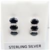Image 1 : STERLING SILVER 6MM X 4.1MM NATURAL SAPPHIRE (2.82CTS) & CZ EARRINGS, W/A $600.00