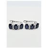 Image 2 : STERLING SILVER 6MM X 4.1MM NATURAL SAPPHIRE (2.82CTS) & CZ EARRINGS, W/A $600.00