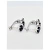Image 3 : STERLING SILVER 6MM X 4.1MM NATURAL SAPPHIRE (2.82CTS) & CZ EARRINGS, W/A $600.00