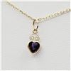 Image 1 : 14KT. YELLOW GOLD 5MM NATURAL AMETHYST HEART PENDANT WITH STERLING SILVER CHAIN, 0.45CTS, W/A $745.0