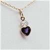 Image 2 : 14KT. YELLOW GOLD 5MM NATURAL AMETHYST HEART PENDANT WITH STERLING SILVER CHAIN, 0.45CTS, W/A $745.0