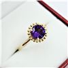 Image 2 : 10KT. YELLOW GOLD 6MM NATURAL AMETHYST MILGRAIN RING, RETAIL $1200.00, 1CTS, SIZE 7