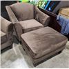 Image 1 : BRAND NEW BROWN FABRIC ARM CHAIR W/ OTTOMAN - RETAIL $899
