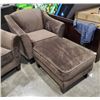 Image 3 : BRAND NEW BROWN FABRIC ARM CHAIR W/ OTTOMAN - RETAIL $899