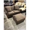 Image 3 : BRAND NEW BROWN FABRIC LOVE SEAT W/ OTTOMAN - RETAIL $1049