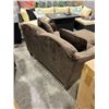 Image 5 : BRAND NEW BROWN FABRIC LOVE SEAT W/ OTTOMAN - RETAIL $1049