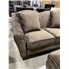 Image 6 : BRAND NEW BROWN FABRIC LOVE SEAT W/ OTTOMAN - RETAIL $1049