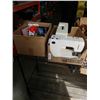 Image 1 : BOX OF DOCKING STATION, SONY POUCHES, ELECTRONICS AND MORE WITH KENMORE SEWING MACHINE