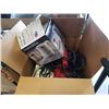 Image 2 : LOT OF ESTATE GOODS, KITCHEN ITEMS, BRASS CANDLESTICKS, IRON, DART BOARD