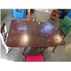Image 2 : CLAWFOOT DROPLEAF DINING TABLE WITH 4 HARP BACK CHAIRS