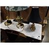 Image 2 : 2 BRASS TABLE LAMPS AND FIREPLACE COMPANION SET
