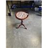 Image 1 : BOMBAY CO GLASSTOP PEDESTAL ENDTABLE WITH STICHED ART TOP