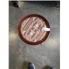 Image 2 : BOMBAY CO GLASSTOP PEDESTAL ENDTABLE WITH STICHED ART TOP