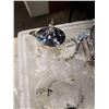 Image 8 : METAL TEAPOT AND COFFEE POT WITH CREAM AND SUGAR AND NEW TRAY