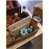 Image 6 : 2 BOXES OF COLLECTIBLES, PASTEL GLASS, CHINA, DOLLS