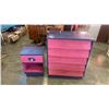 Image 1 : PINK AND BLUE PAINTED CHEST OF DRAWERS AND ENDTABLE