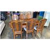 Image 1 : WOOD DINING TABLE WITH 2 LEAFS AND 6 CHAIRS