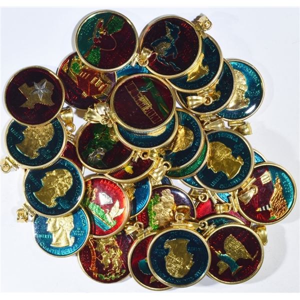 (32) COLORIZED STATE QUARTERS JEWELRY