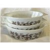 Image 1 : THREE Pyrex Casserole Dishes ,England Brown Floral Vine Pattern