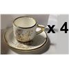 Image 1 : FOUR Espresso Cups and Saucers,  From Greece,  With Gold Rims
