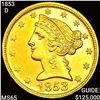 Image 1 : 1853-D $5 Gold Half Eagle GEM BU