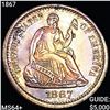 Image 1 : 1867 Seated Liberty Half Dime CHOICE BU +