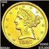 Image 1 : 1845-D $5 Gold Half Eagle CHOICE BU +