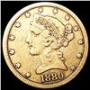 Image 1 : 1880 $5 Gold Half Eagle NICELY CIRCULATED