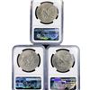 Image 2 : 1974 Set (3) Eisenhower Silver Dollars NGC MS65