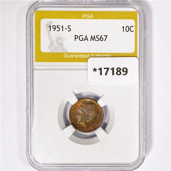 1951-S Roosevelt Dime PGA MS67