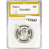 Image 1 : 1942-S Washington Silver Quarter PGA MS65+