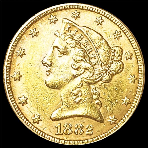 1882 $5 Gold Half Eagle CLOSELY UNCIRCULATED