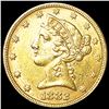Image 1 : 1882 $5 Gold Half Eagle CLOSELY UNCIRCULATED