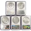 Image 2 : 1987 Set (5) American Silver Eagles NGC MS69