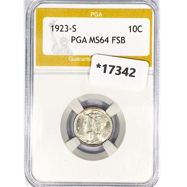 1923-S Mercury Silver Dime PGA MS64 FSB
