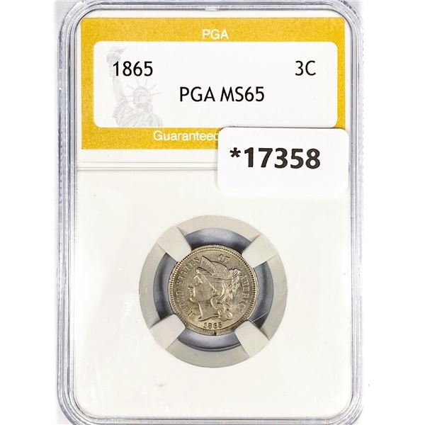 1865 Nickel Three Cent PGA MS65
