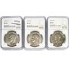 Image 1 : 1974 Set (3) Eisenhower Silver Dollars NGC MS65