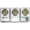 Image 2 : 1974 Set (3) Eisenhower Silver Dollars NGC MS65