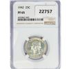 Image 1 : 1942 Washington Silver Quarter NGC PF65